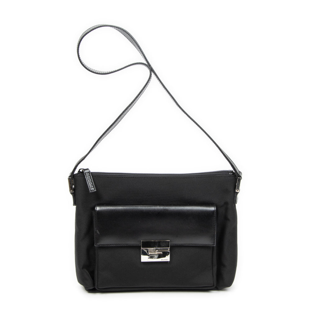 Shoulder Bag G Pushlock Shoulder Tote Black Nylon Canvas