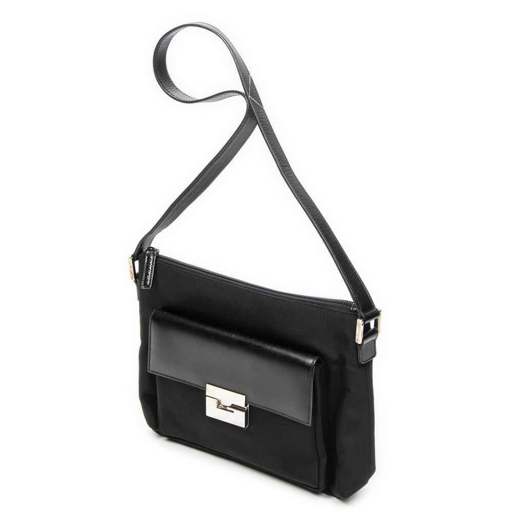 Shoulder Bag G Pushlock Shoulder Tote Black Nylon Canvas