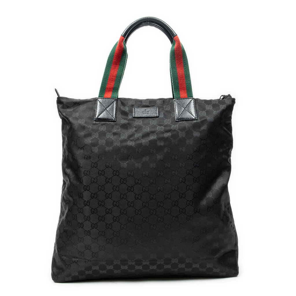 Shoulder Bag Tall Vertical Tote Black Monogrammed Nylon Canvas