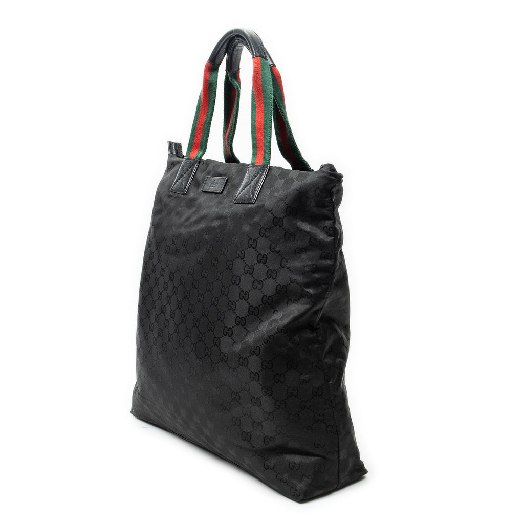 Shoulder Bag Tall Vertical Tote Black Monogrammed Nylon Canvas