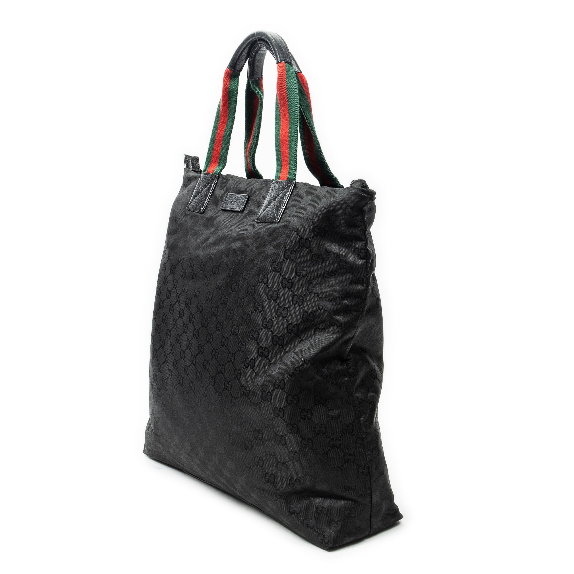 Shoulder Bag Tall Vertical Tote Black Monogrammed Nylon Canvas