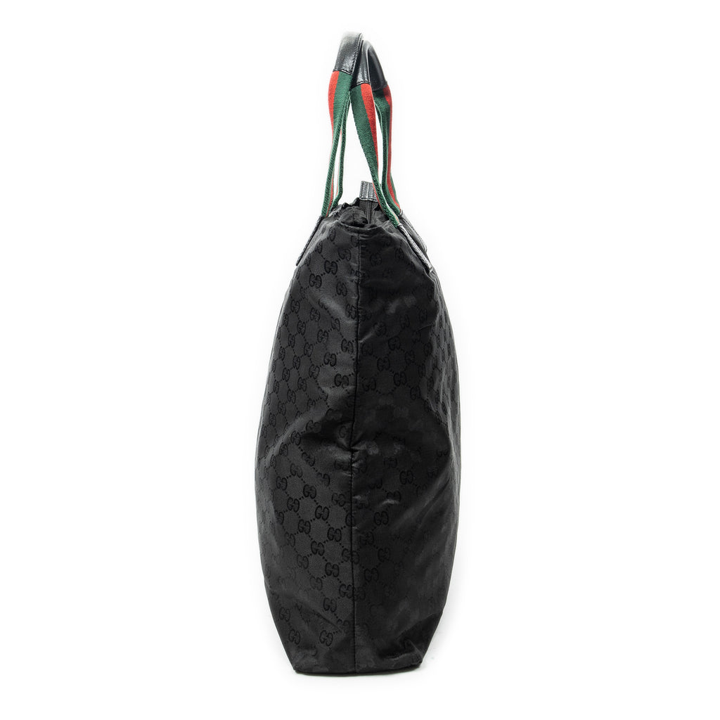 Shoulder Bag Tall Vertical Tote Black Monogrammed Nylon Canvas