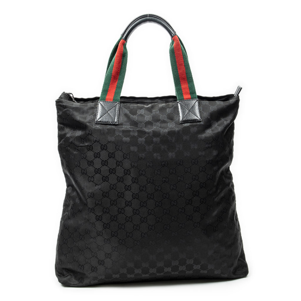 Shoulder Bag Tall Vertical Tote Black Monogrammed Nylon Canvas