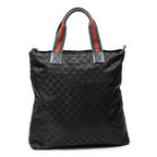 Shoulder Bag Tall Vertical Tote Black Monogrammed Nylon Canvas
