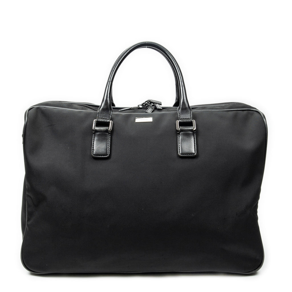 Travel Bag Double Zip Weekender Black Nylon Canvas