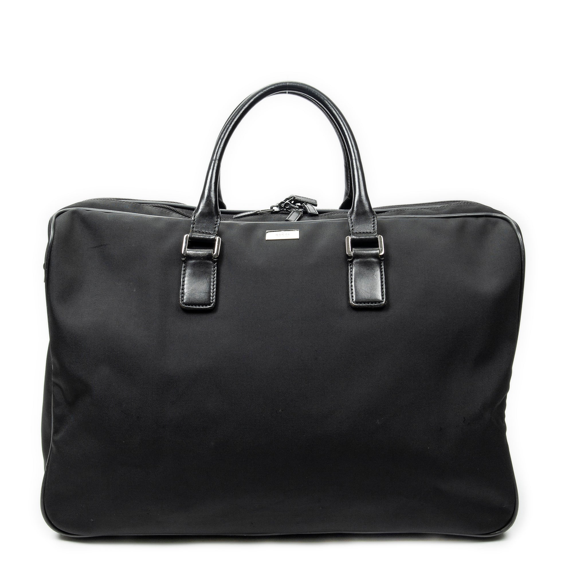 Travel Bag Double Zip Weekender Black Nylon Canvas