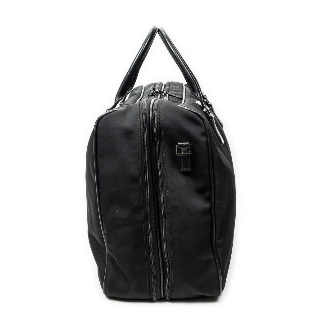 Travel Bag Double Zip Weekender Black Nylon Canvas