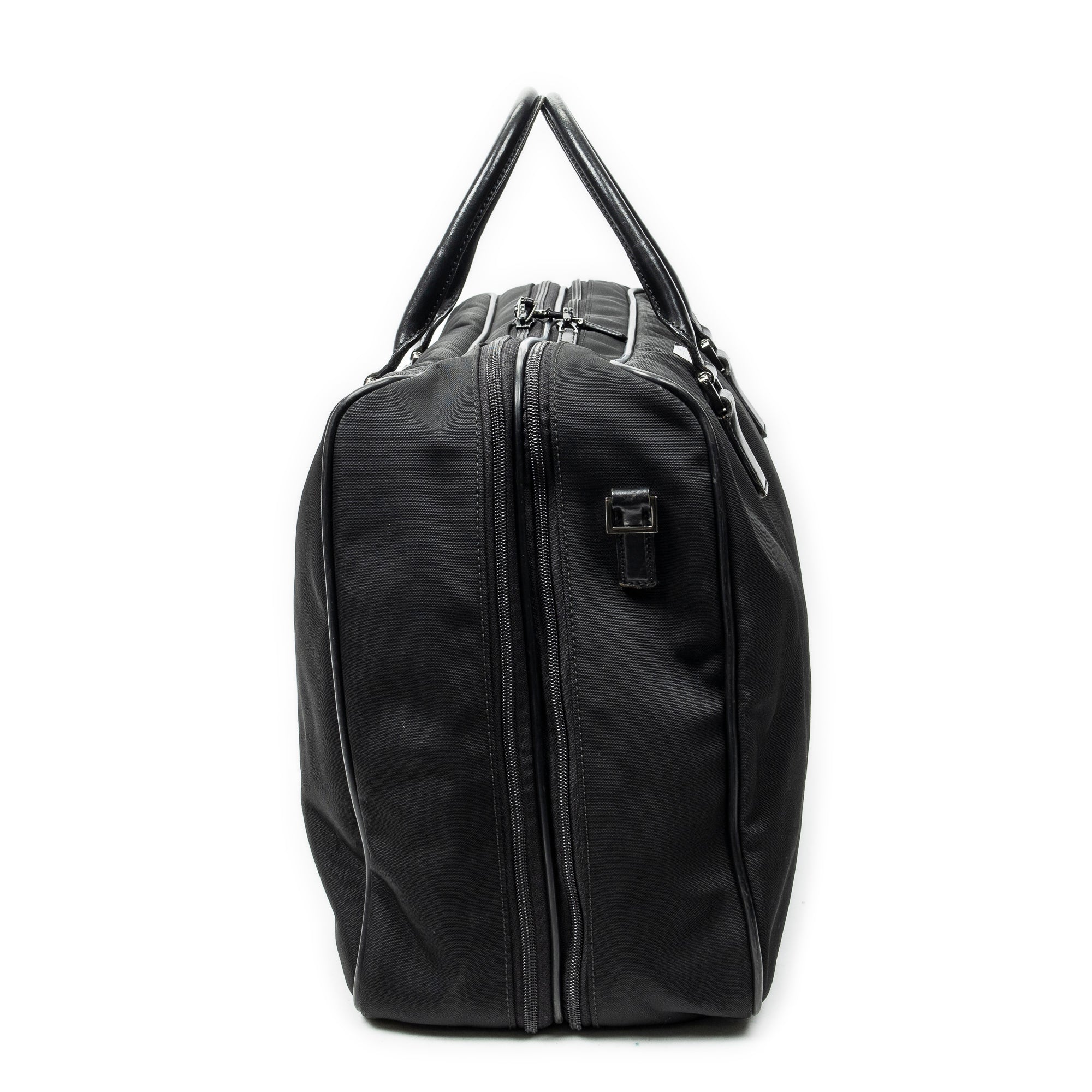 Travel Bag Double Zip Weekender Black Nylon Canvas