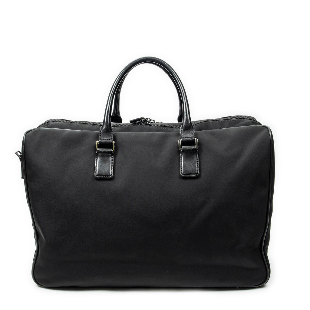 Travel Bag Double Zip Weekender Black Nylon Canvas
