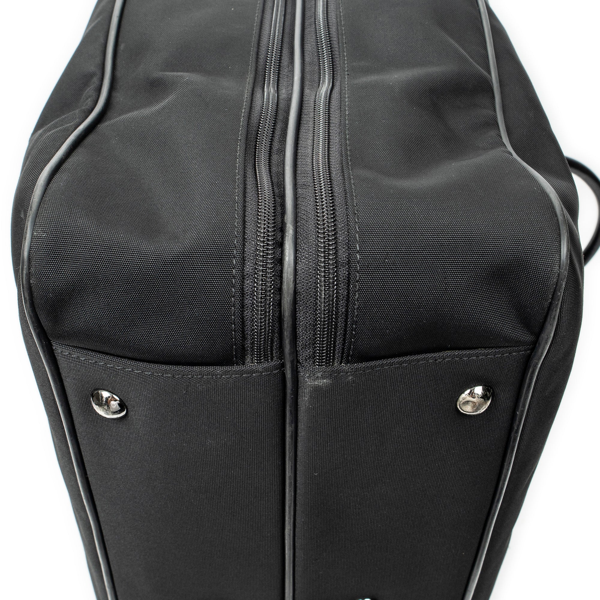 Travel Bag Double Zip Weekender Black Nylon Canvas