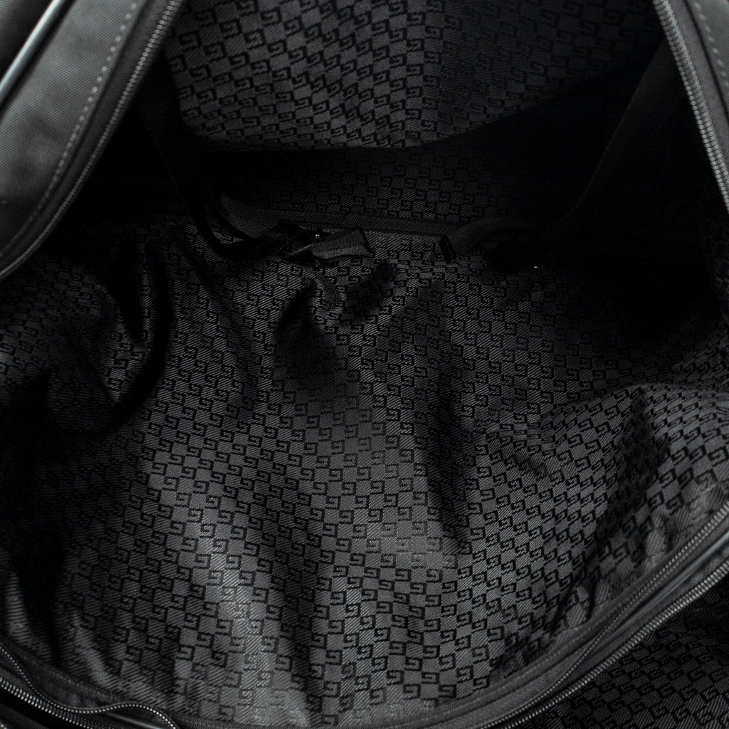 Travel Bag Double Zip Weekender Black Nylon Canvas