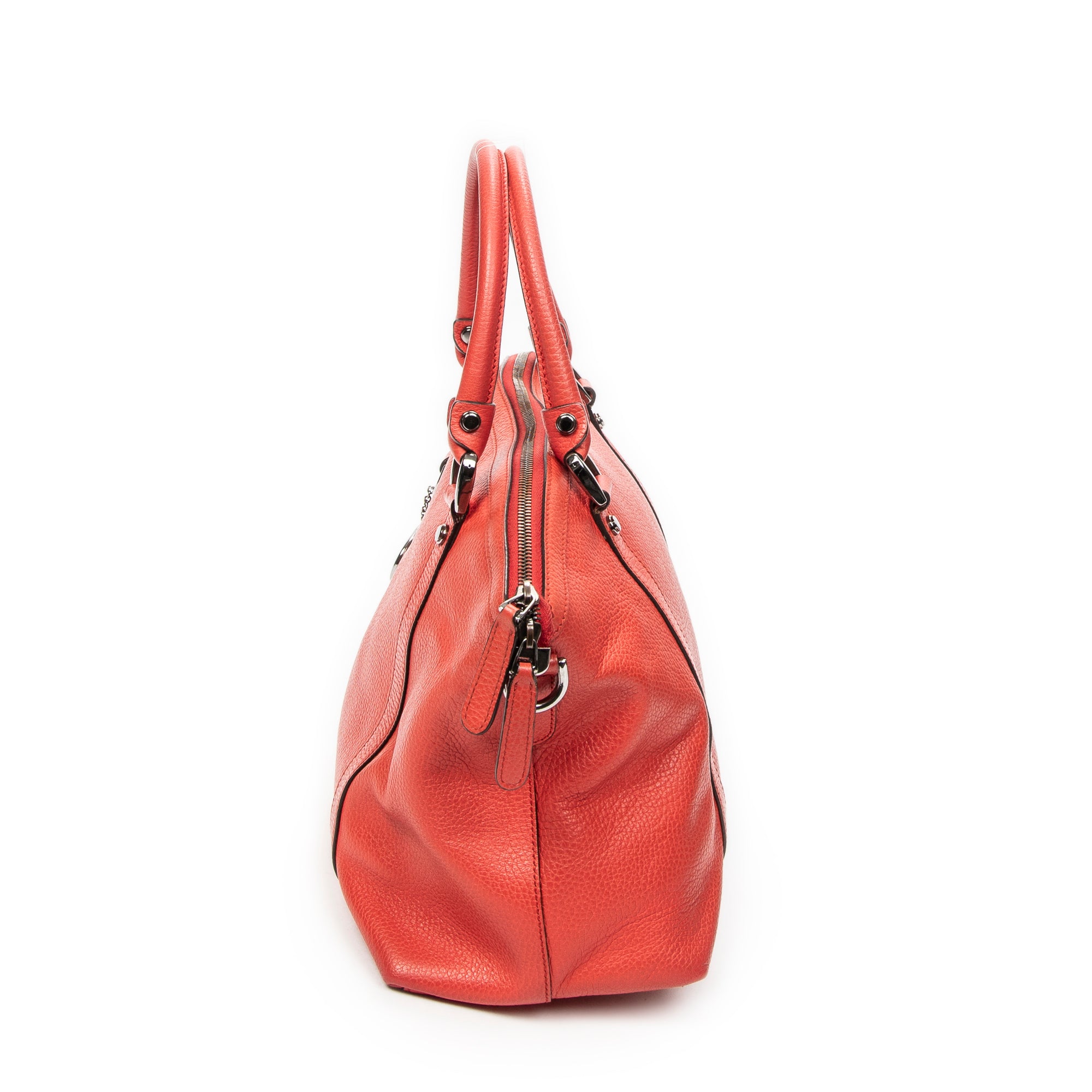 Shoulder Bag Medium GG Charm Top Handle Red Grained Calfskin Leather