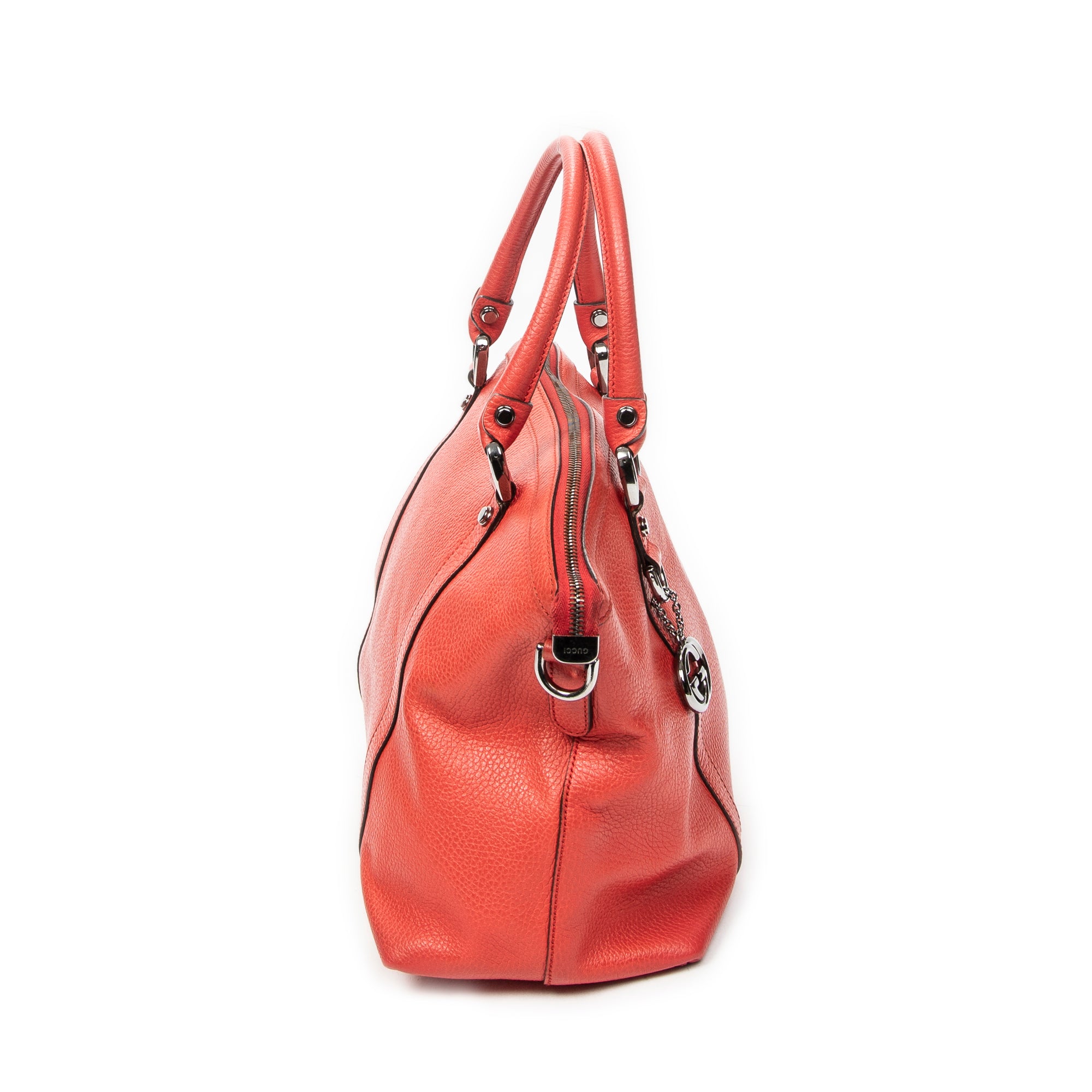 Shoulder Bag Medium GG Charm Top Handle Red Grained Calfskin Leather