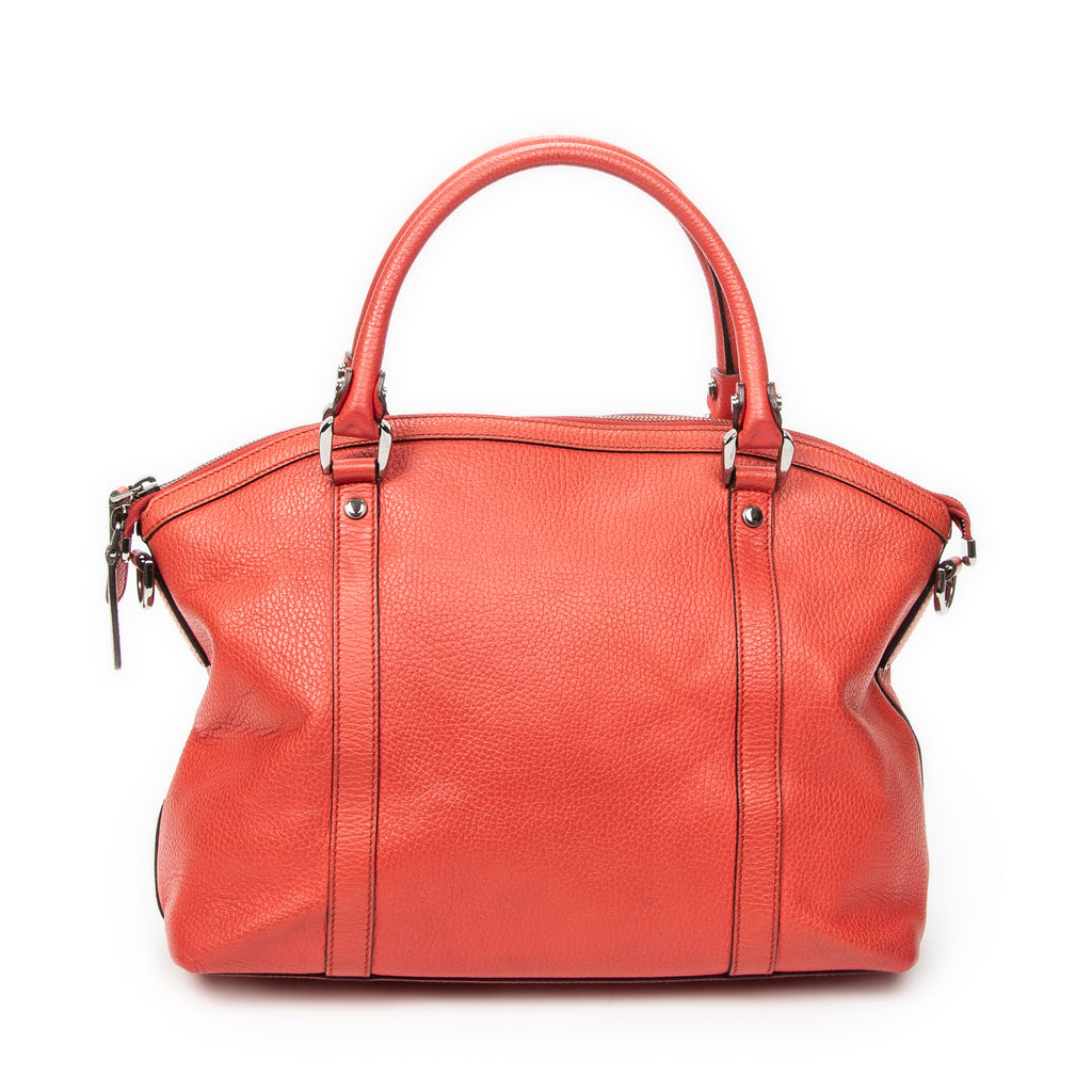 Shoulder Bag Medium GG Charm Top Handle Red Grained Calfskin Leather