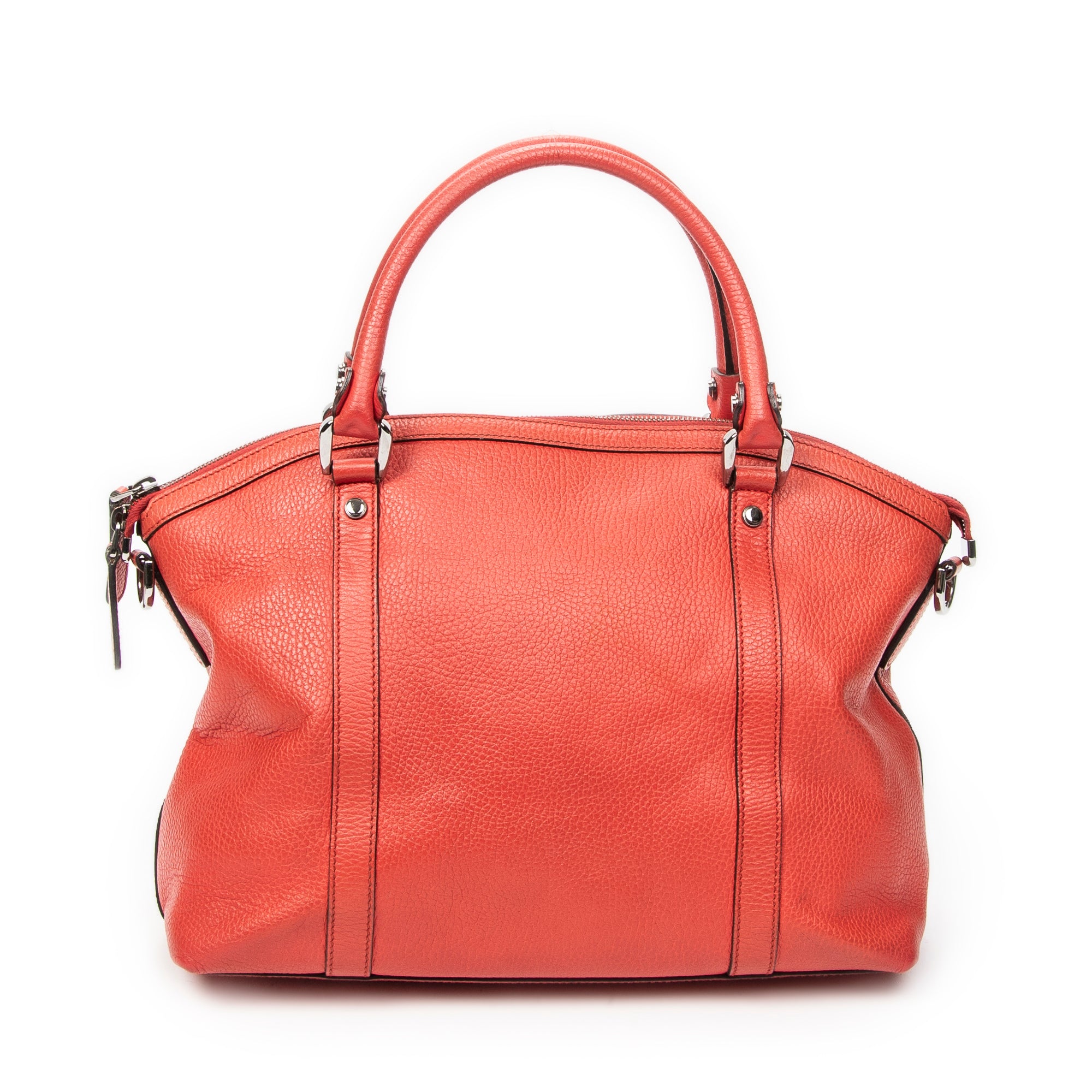 Shoulder Bag Medium GG Charm Top Handle Red Grained Calfskin Leather