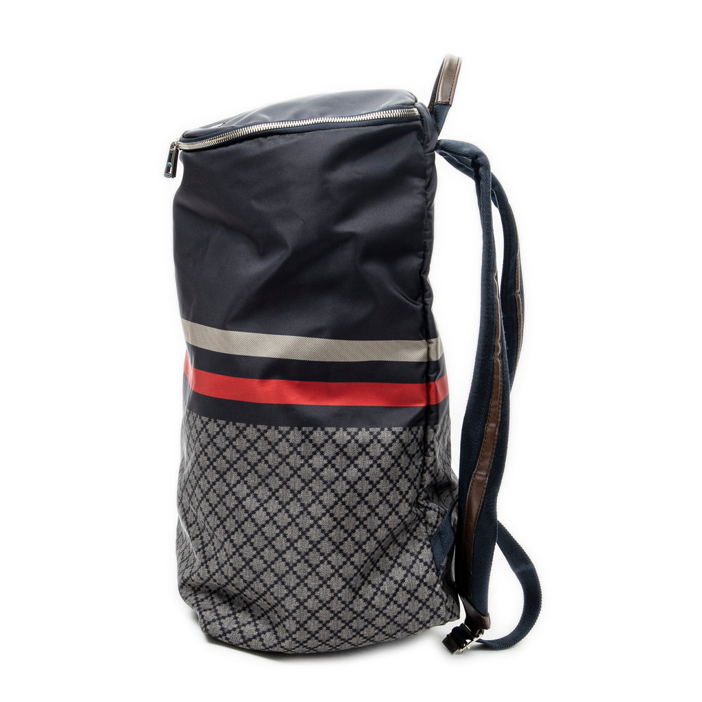 Backpack Stripe Backpack Navy Diamante Nylon Canvas