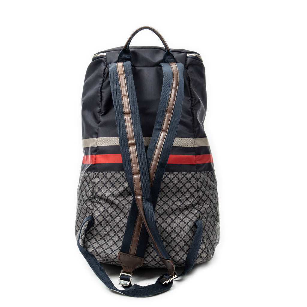 Backpack Stripe Backpack Navy Diamante Nylon Canvas
