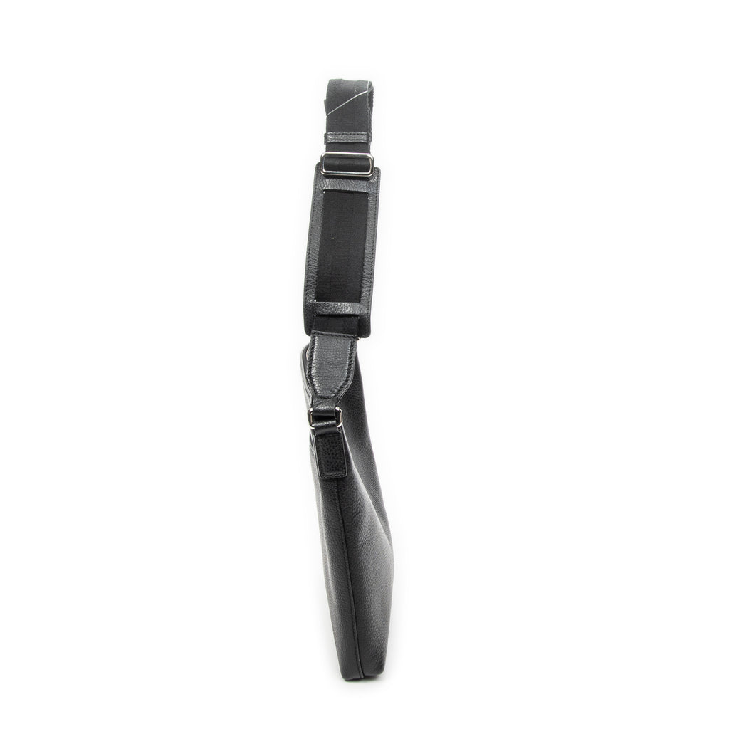 Shoulder Bag Square Zip Messenger Black Grained Leather
