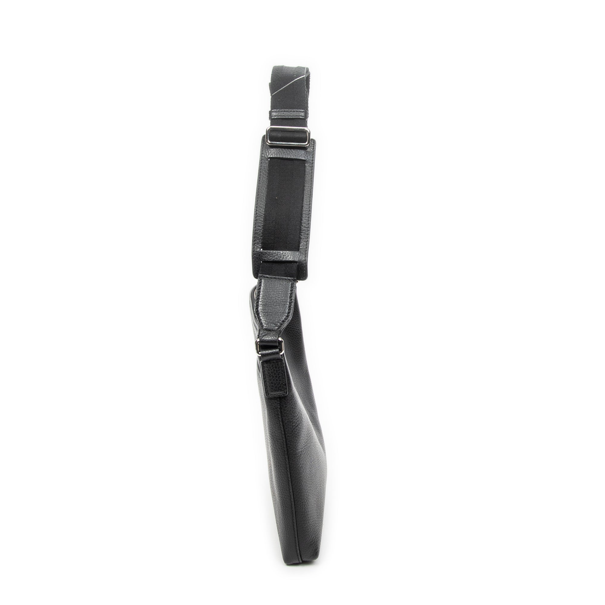 Shoulder Bag Square Zip Messenger Black Grained Leather
