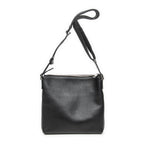 Shoulder Bag Square Zip Messenger Black Grained Leather