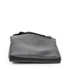 Shoulder Bag Square Zip Messenger Black Grained Leather