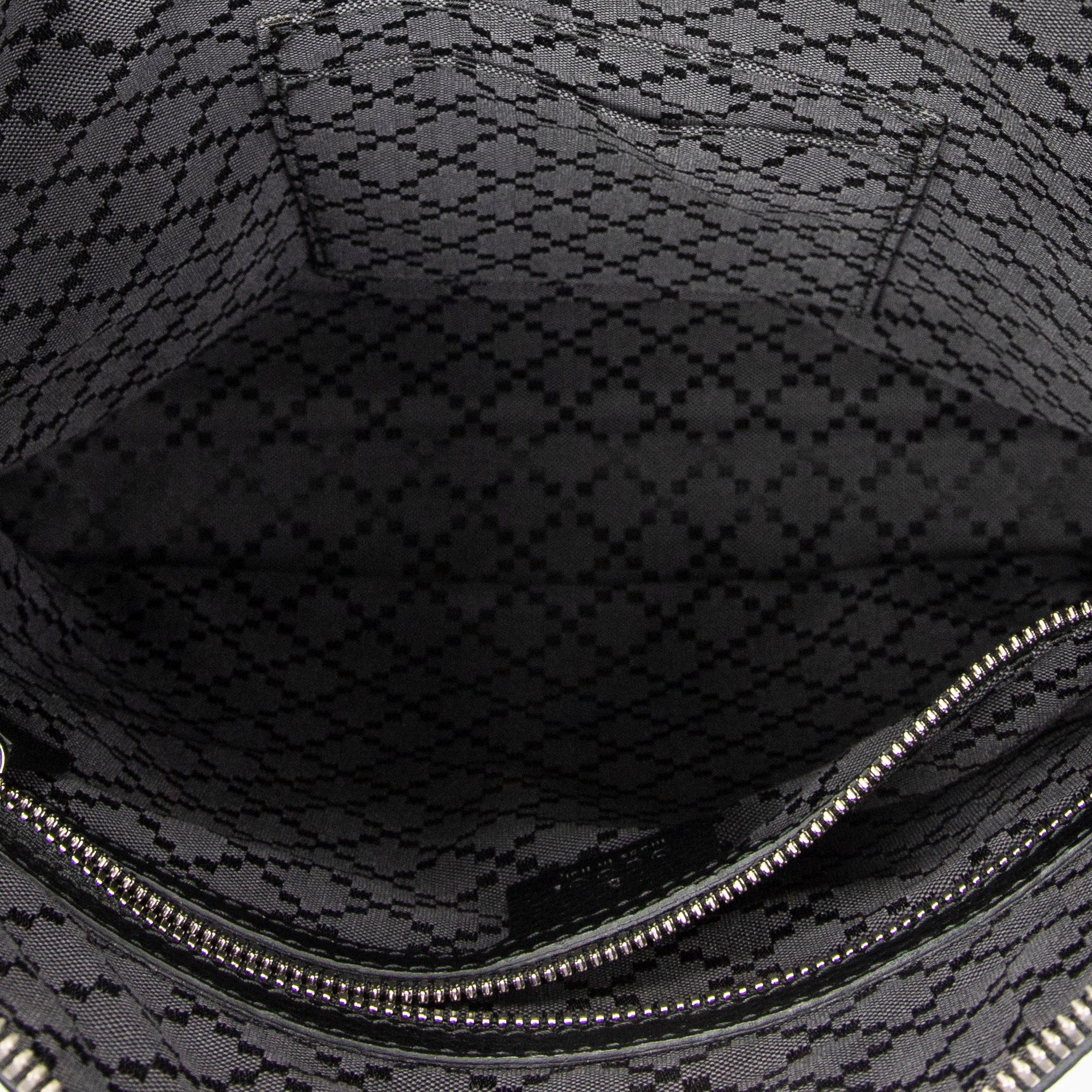Shoulder Bag Square Zip Messenger Black Grained Leather