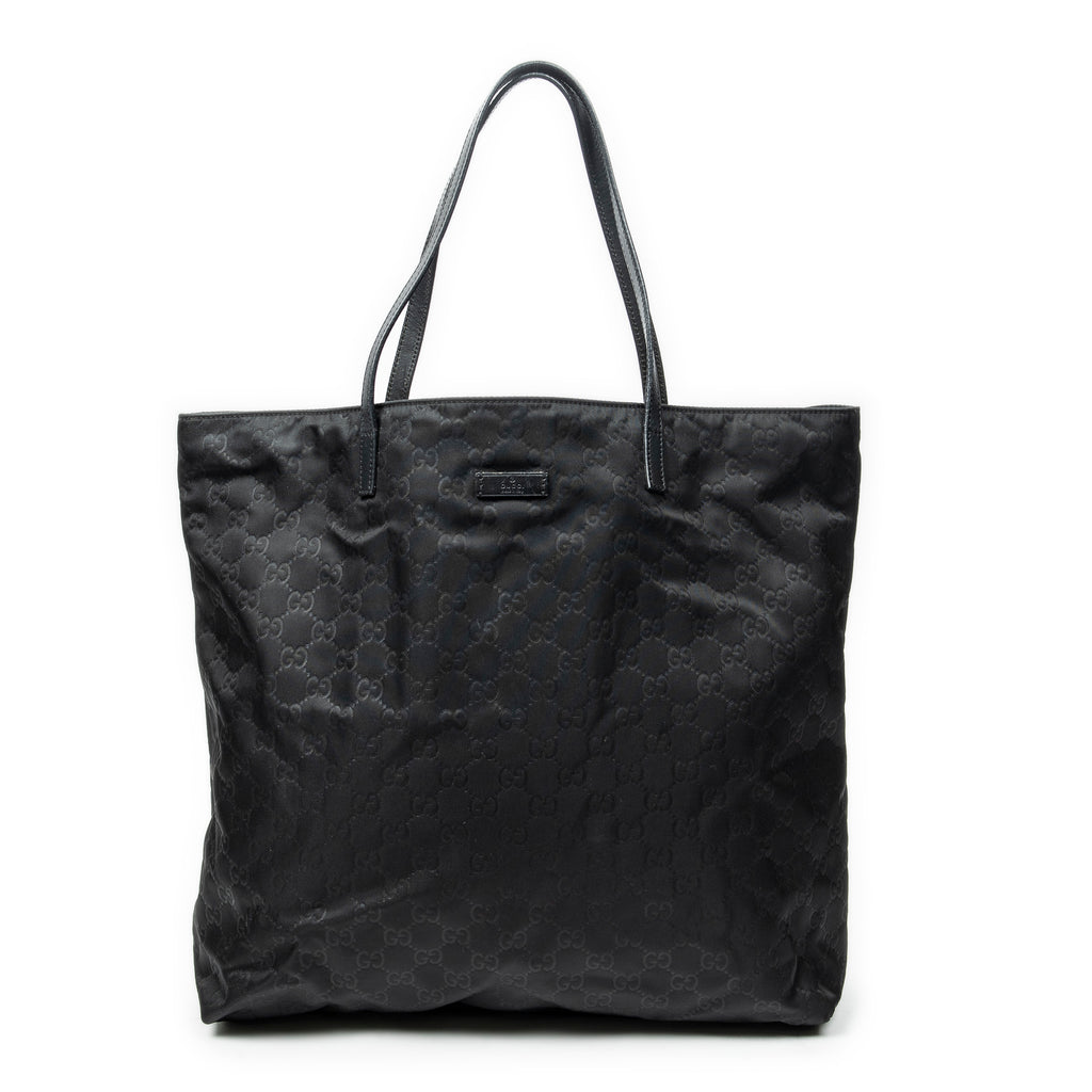 Shoulder Bag Large Shopping Tote Black Guccissima Nylon Canvas