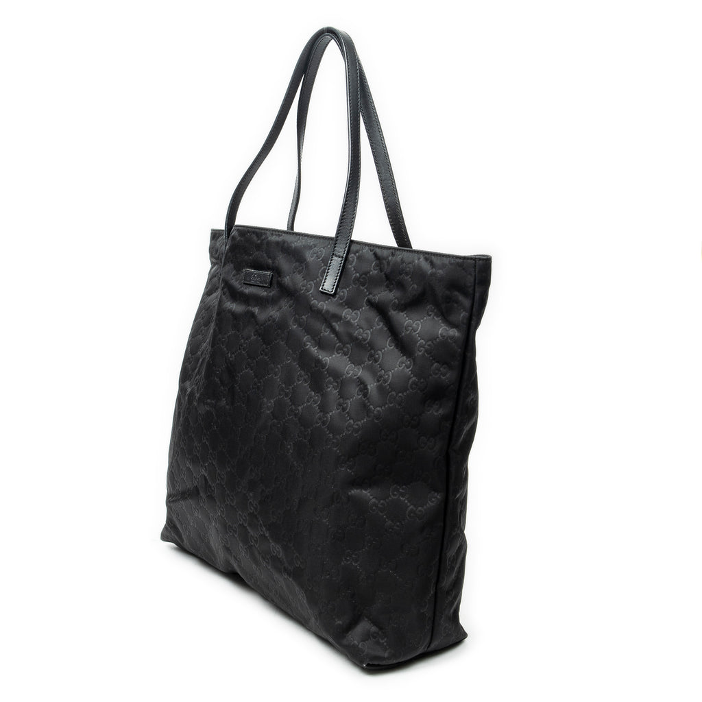 Shoulder Bag Large Shopping Tote Black Guccissima Nylon Canvas