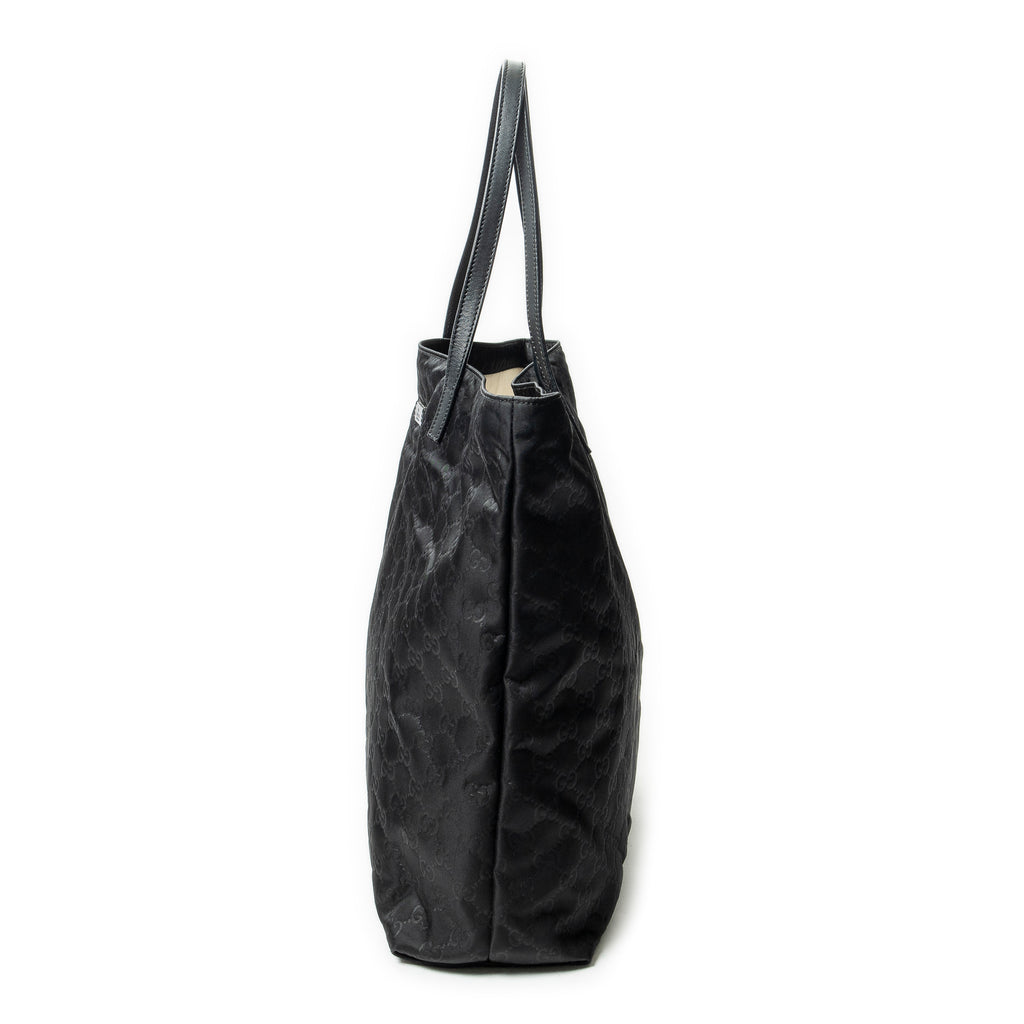 Shoulder Bag Large Shopping Tote Black Guccissima Nylon Canvas