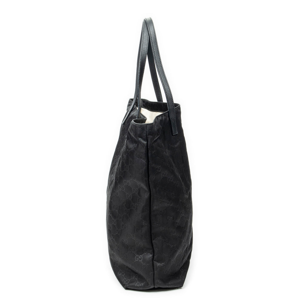 Shoulder Bag Large Shopping Tote Black Guccissima Nylon Canvas