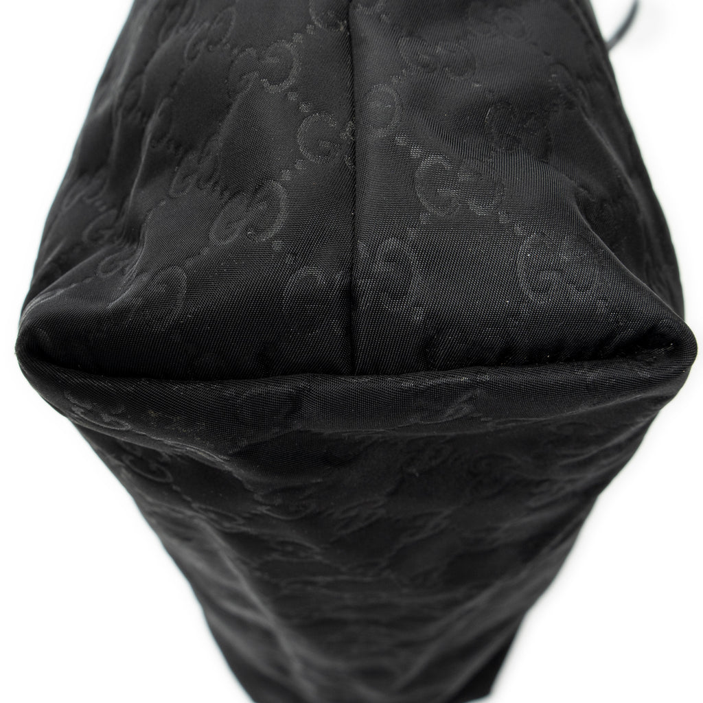 Shoulder Bag Large Shopping Tote Black Guccissima Nylon Canvas