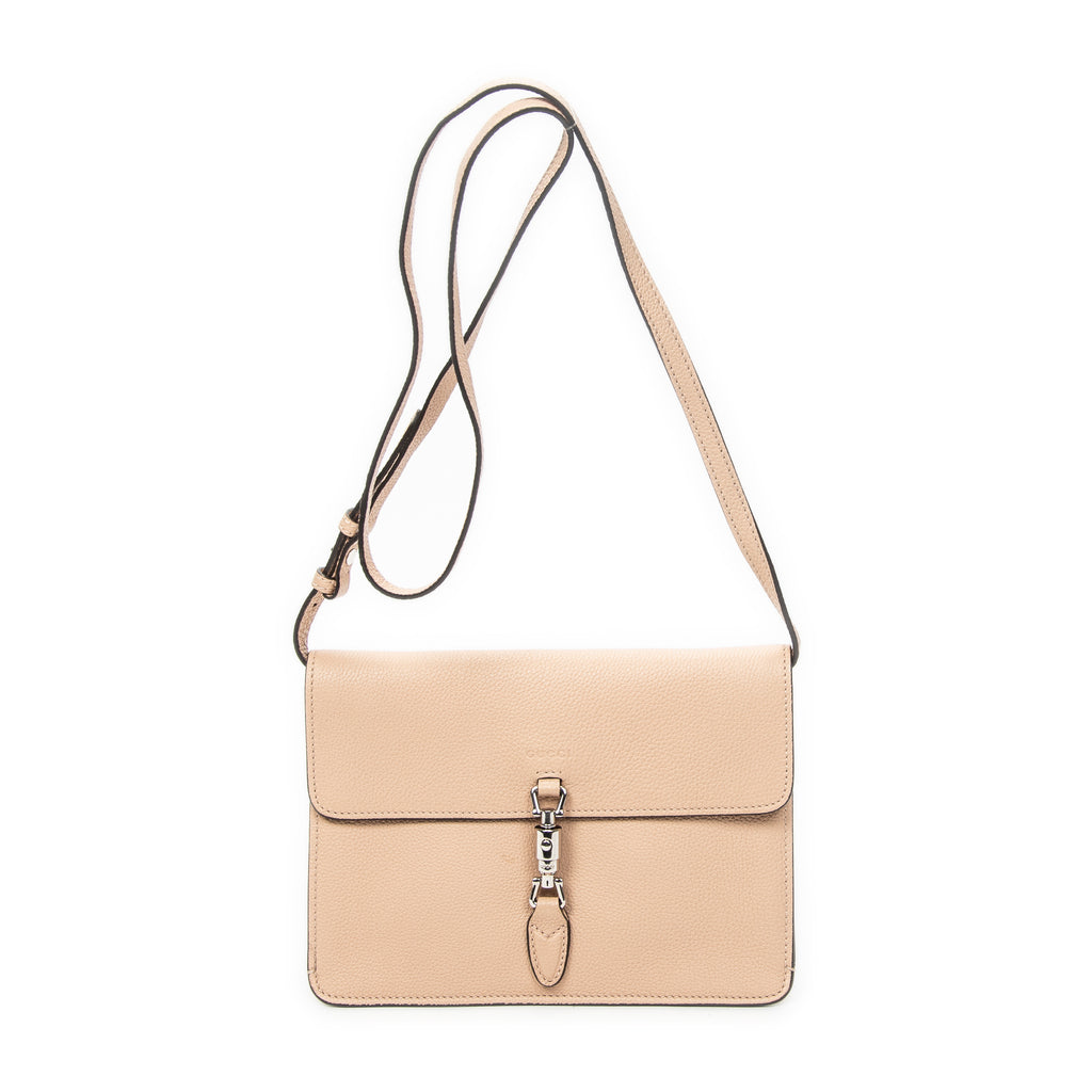 Shoulder Bag Small Jackie Flap Crossbody Beige Grained Calfskin Leather