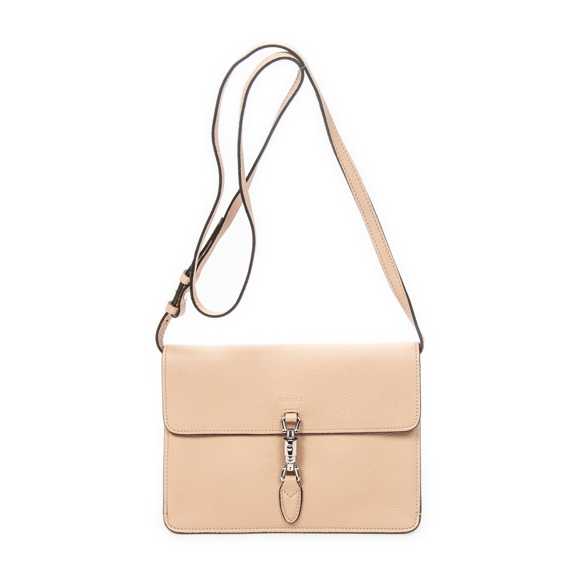 Shoulder Bag Small Jackie Flap Crossbody Beige Grained Calfskin Leather