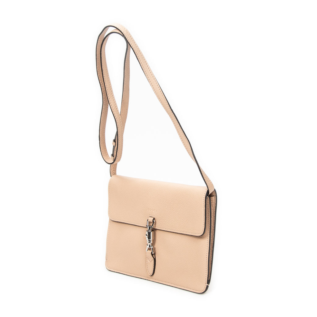 Shoulder Bag Small Jackie Flap Crossbody Beige Grained Calfskin Leather