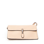 Shoulder Bag Small Jackie Flap Crossbody Beige Grained Calfskin Leather