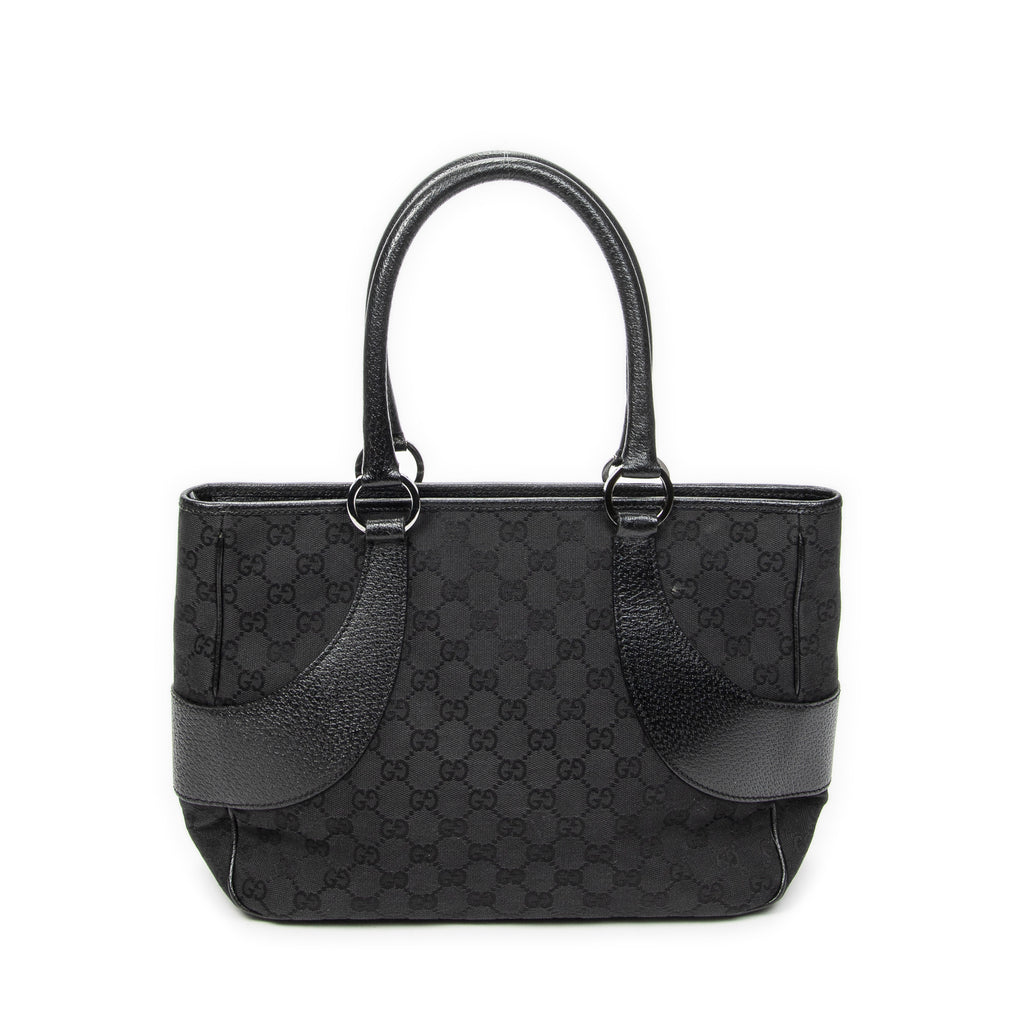 Shoulder Bag Jacquard Tote Black Monogrammed Canvas