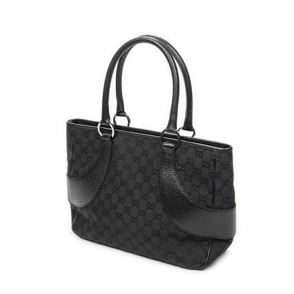 Shoulder Bag Jacquard Tote Black Monogrammed Canvas