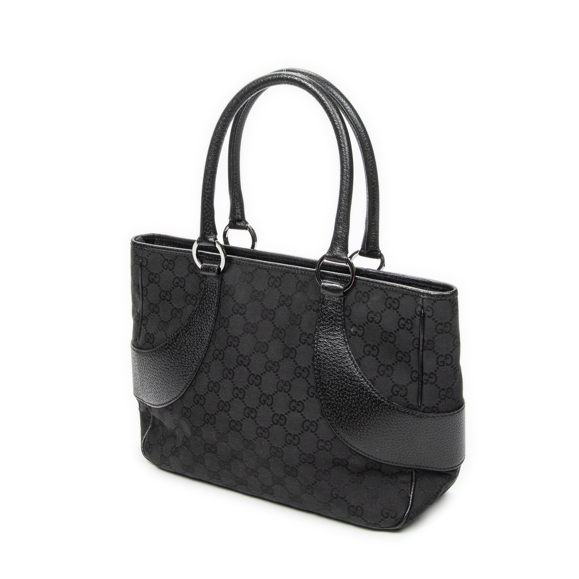 Shoulder Bag Jacquard Tote Black Monogrammed Canvas