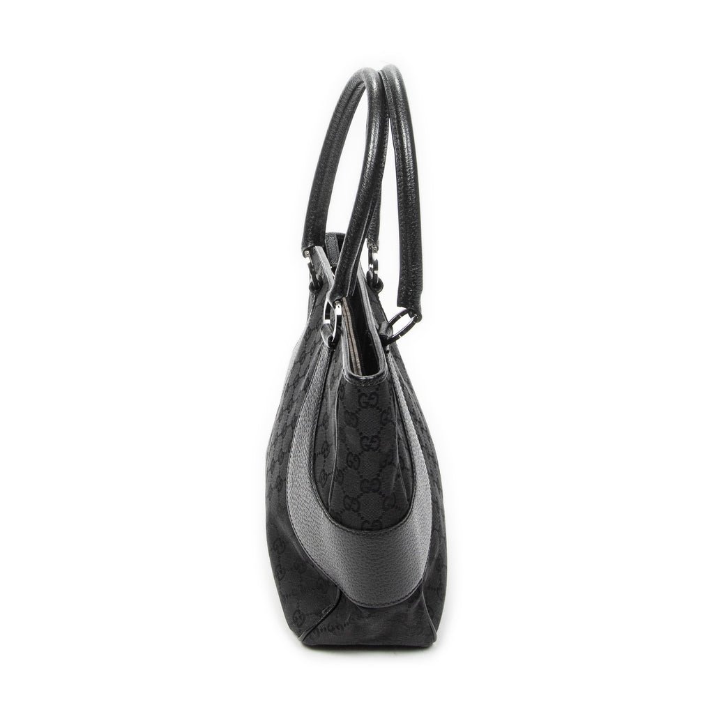 Shoulder Bag Jacquard Tote Black Monogrammed Canvas