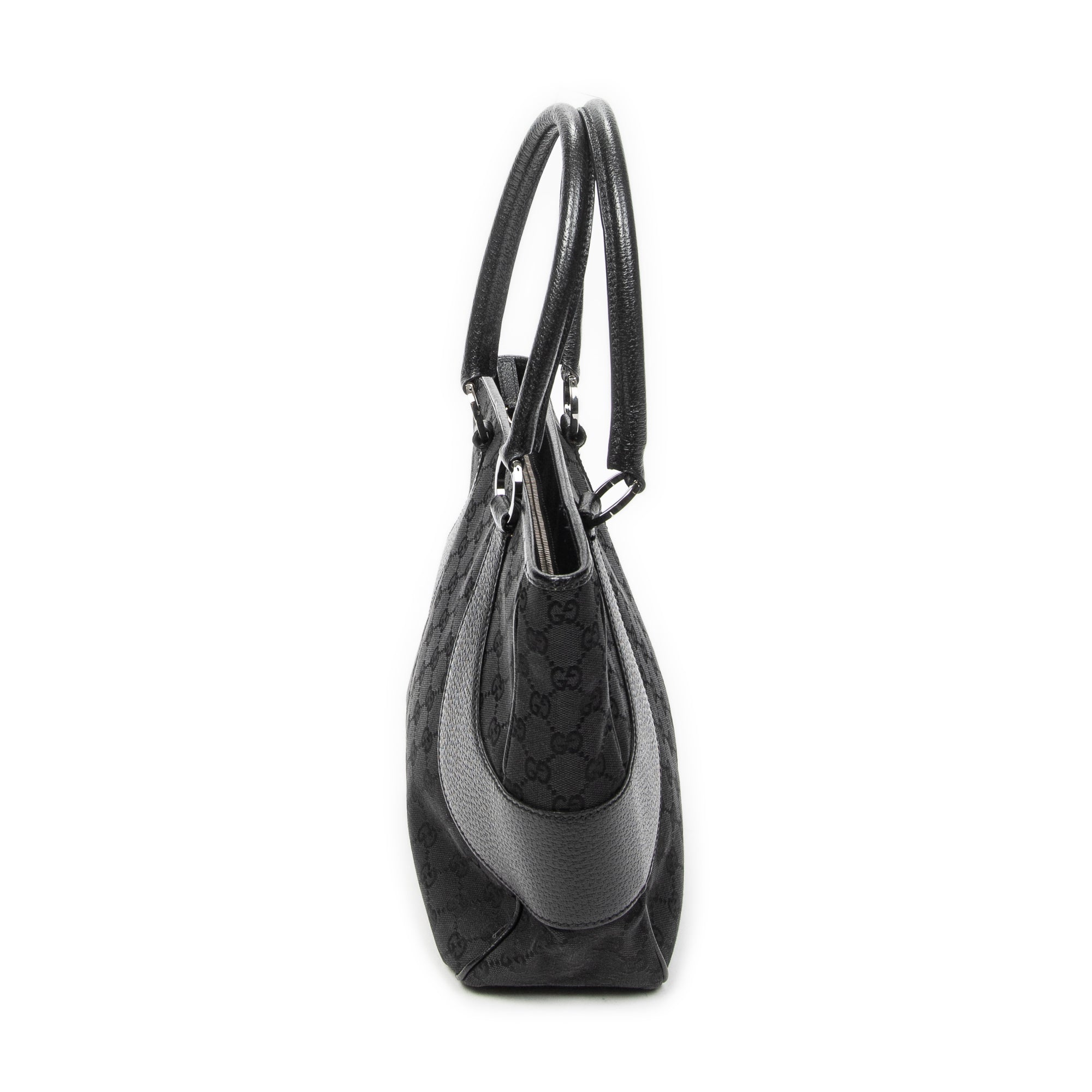 Shoulder Bag Jacquard Tote Black Monogrammed Canvas
