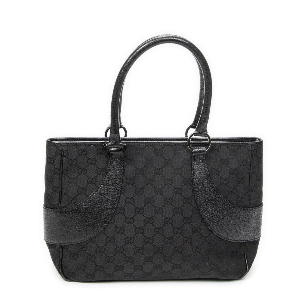 Shoulder Bag Jacquard Tote Black Monogrammed Canvas
