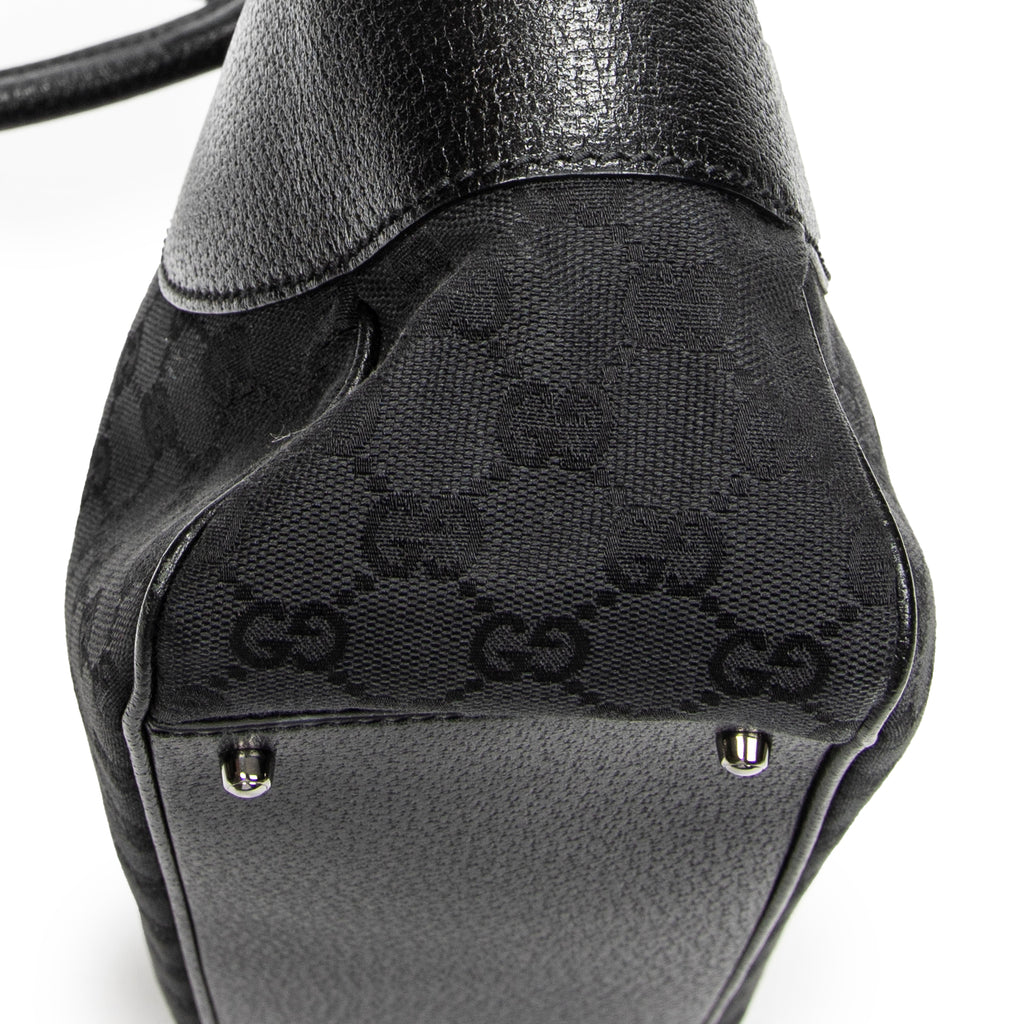 Shoulder Bag Jacquard Tote Black Monogrammed Canvas