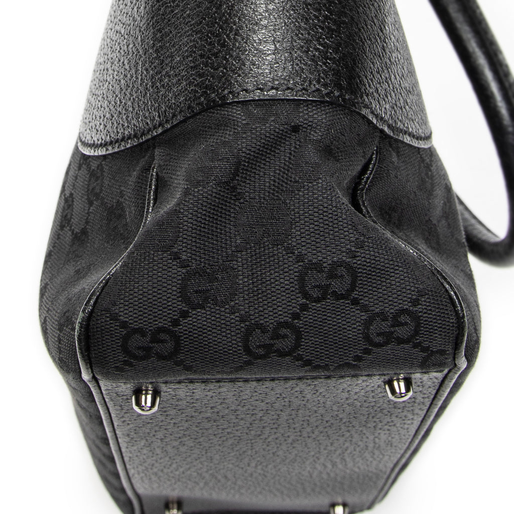 Shoulder Bag Jacquard Tote Black Monogrammed Canvas