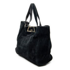 Shoulder Bag Double G Suede Tote Black Suede Leather