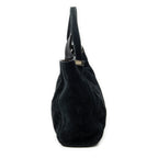 Shoulder Bag Double G Suede Tote Black Suede Leather
