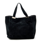 Shoulder Bag Double G Suede Tote Black Suede Leather