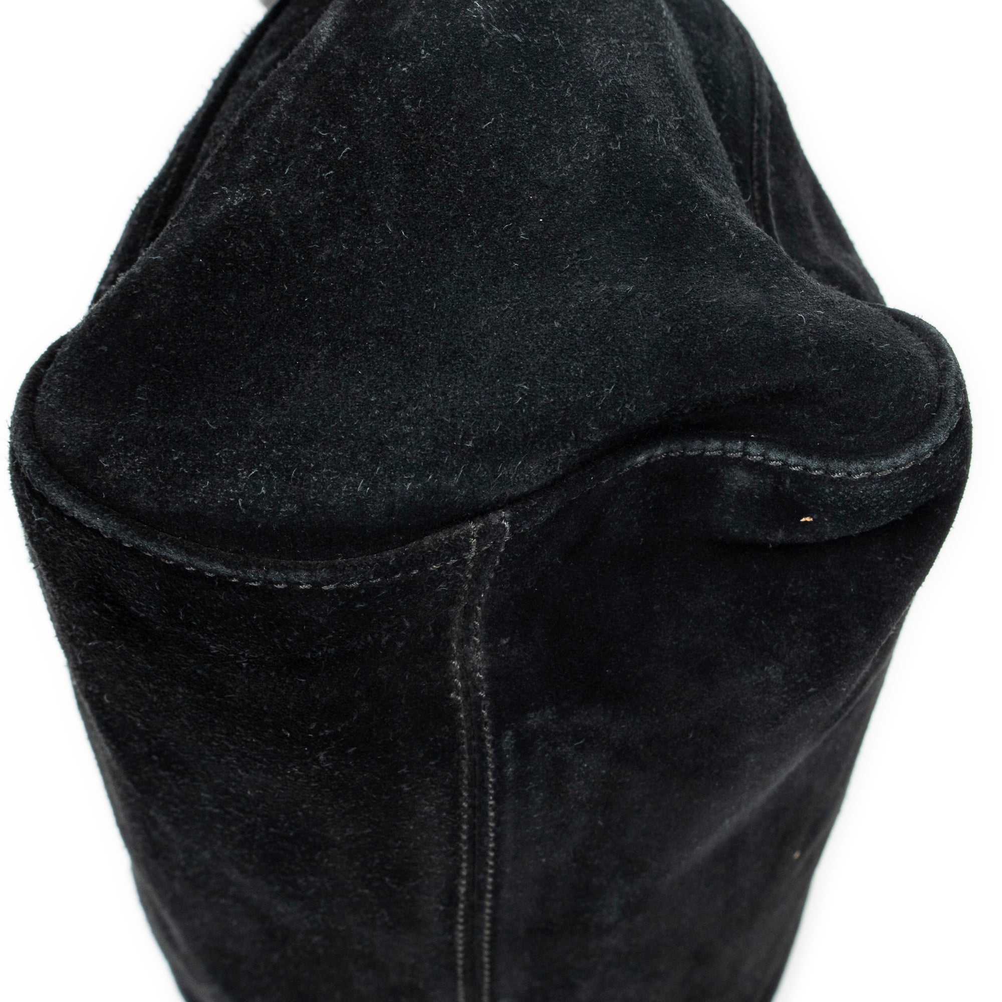 Shoulder Bag Double G Suede Tote Black Suede Leather