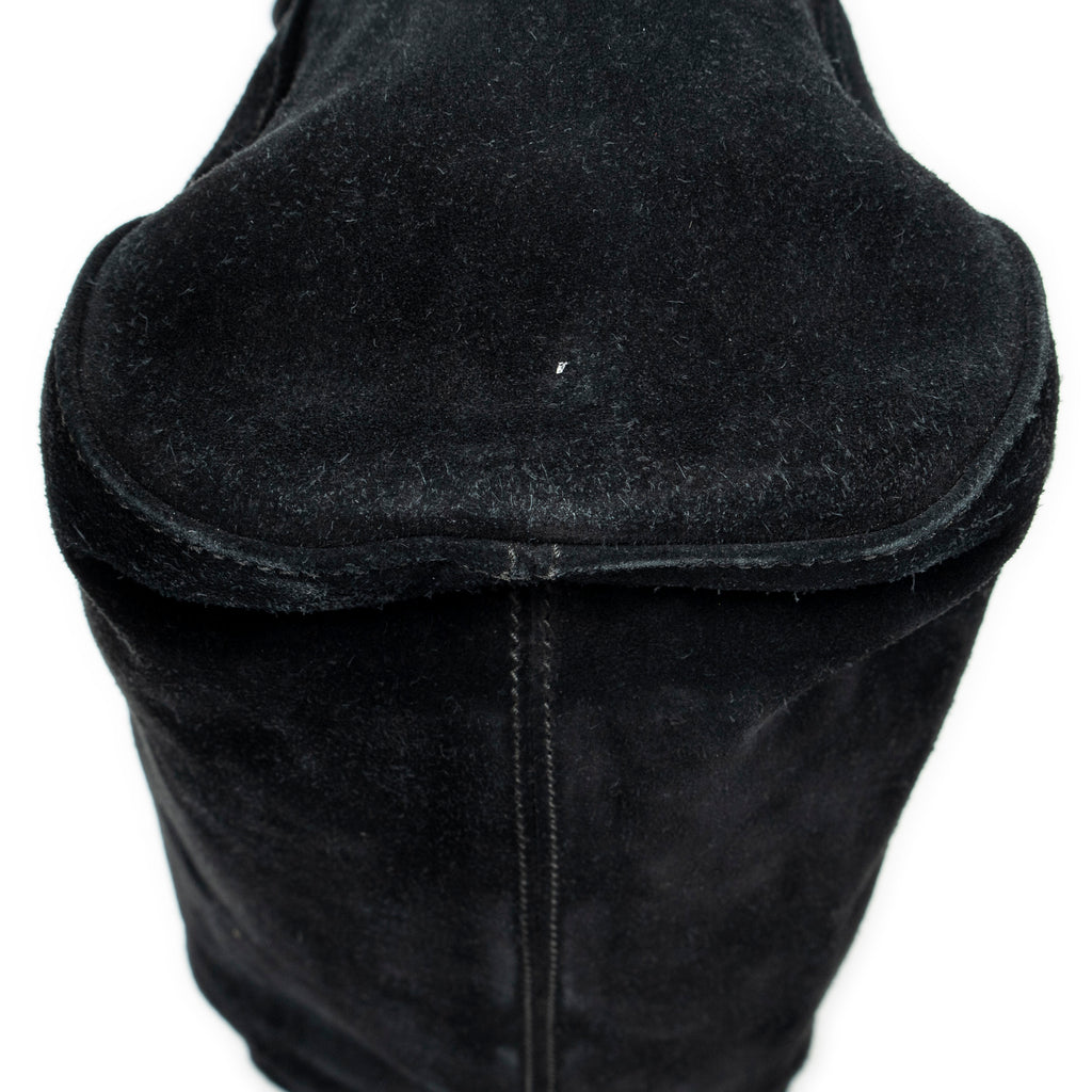 Shoulder Bag Double G Suede Tote Black Suede Leather