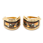 Earrings Enamel Clip On Earrings Black Gold Plated