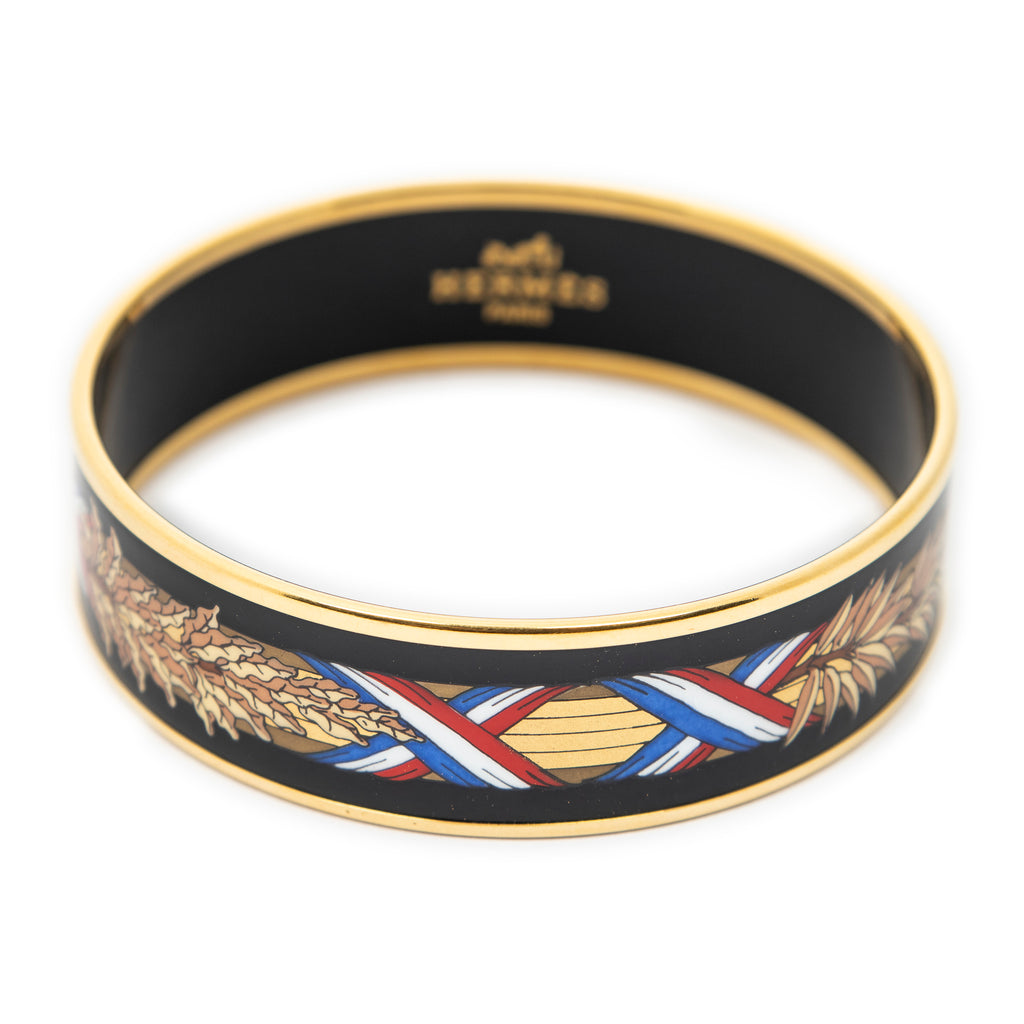 Bracelet Enamel Bangle MM Black Gold Plated